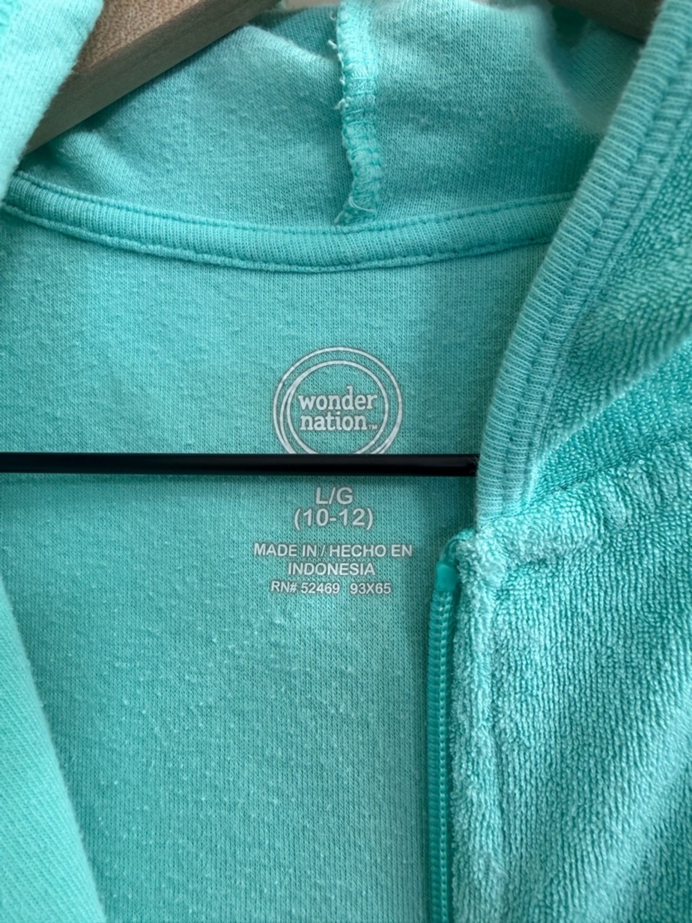 Wonder Nation Girls Terry Swim Cover Up in Turquoise, Size L (10/12) - Picture 7 of 8